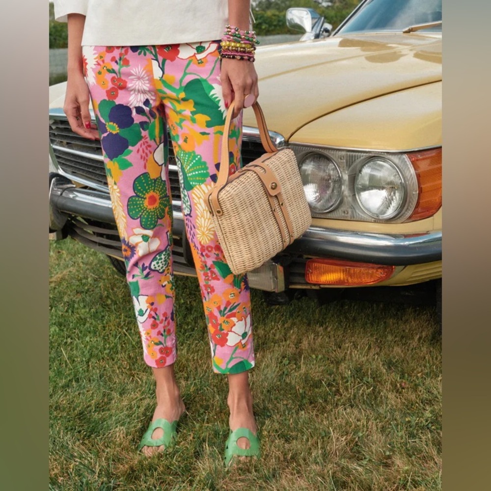 Frances Valentine Pink Multi Floral Cropped Pants